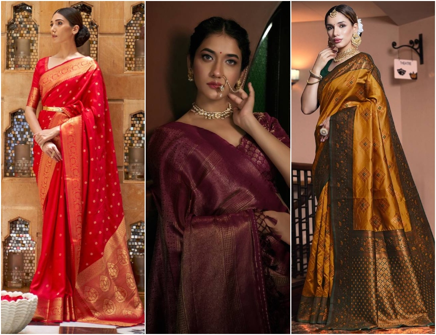 Bridal sarees with intricate design