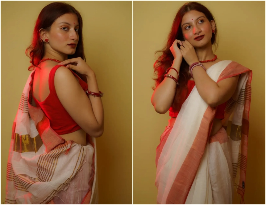 Beauty of Bengali Red and White Sarees